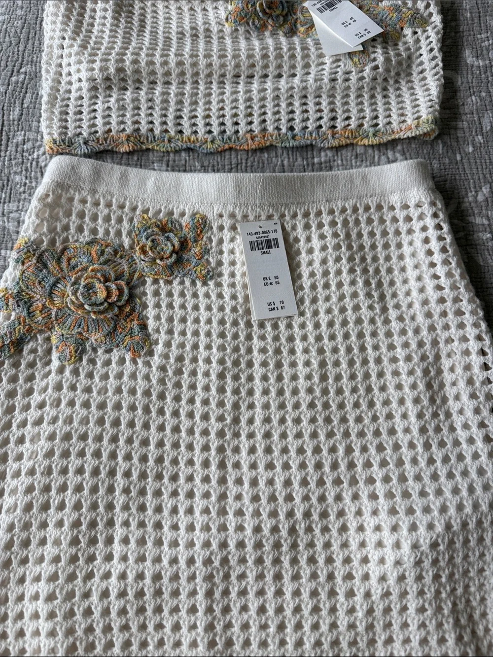 Abercrombie & Fitch Crochet Two-Piece Crop Top and Skirt Set size SM - Picture 2 of 8
